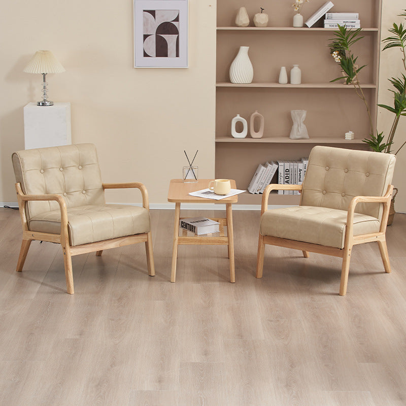 Contemporary Scandinavian Solid Wood Sofa with Oil-Waxed Leather, Rectangular Frame and Softly Rounded Edges, 1/2/3-Seater for Living Room