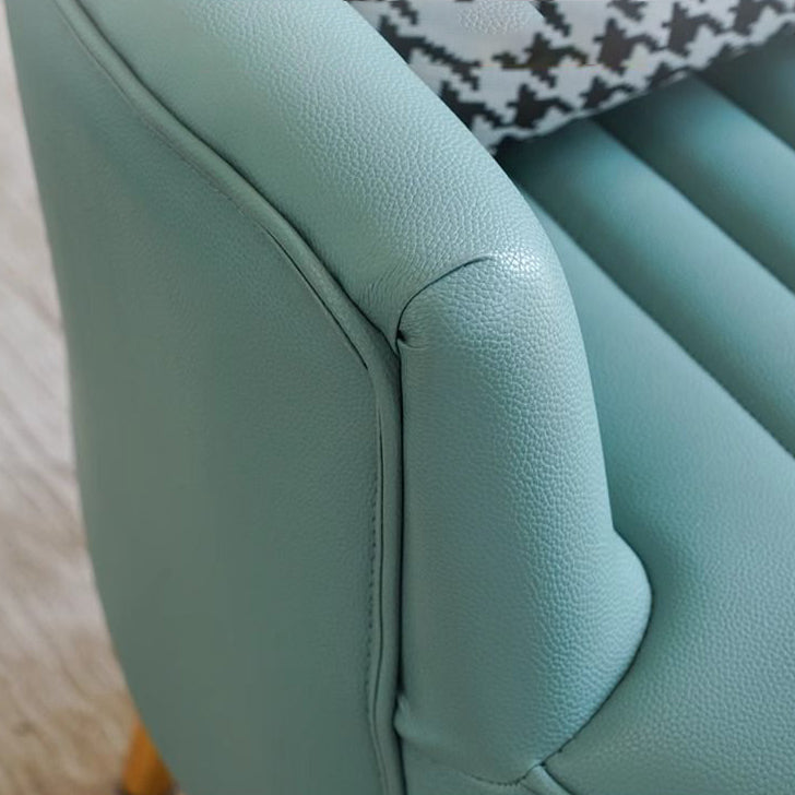 Modern Scandinavian Microfiber Leather Accent Chair with Metal Frame — Round-and-Square Design, Backrest & Armrests, Ideal for Living Room