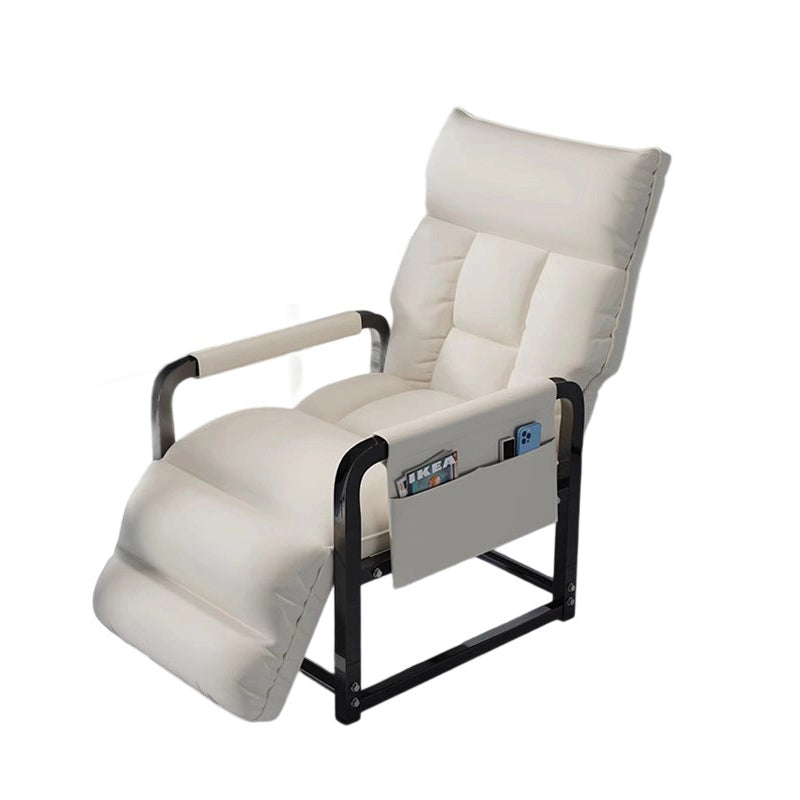Modern Scandinavian Tech-Fabric Accent Chair with Metal Frame, Rounded-Rectangular Design, Armrests and Backrest for Home Office