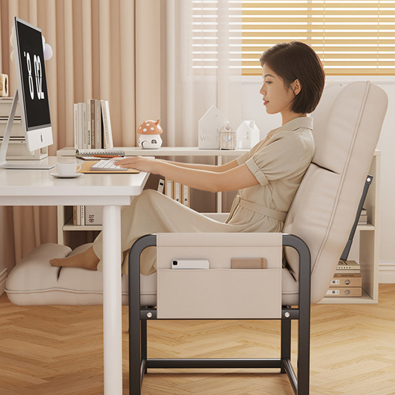 Modern Scandinavian Tech-Fabric Accent Chair with Metal Frame, Rounded-Rectangular Design, Armrests and Backrest for Home Office