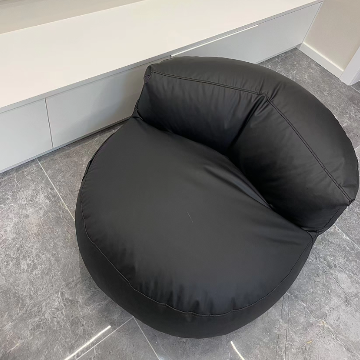 Modern Scandinavian Microfiber Leather EPS Round Curved Accent Chair with Backrest for Living Room
