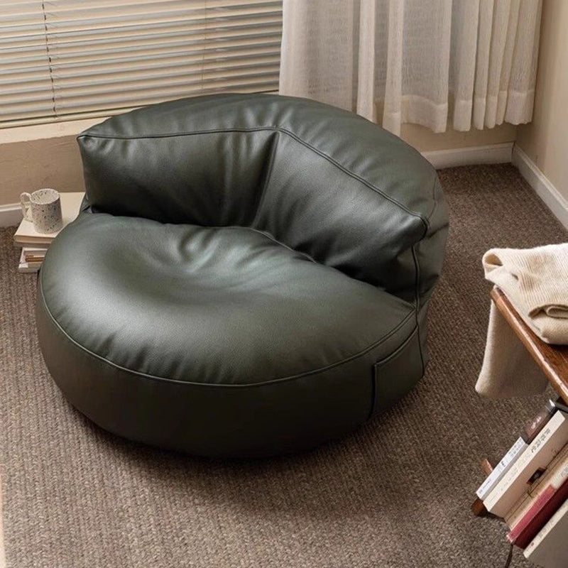Modern Scandinavian Microfiber Leather EPS Round Curved Accent Chair with Backrest for Living Room
