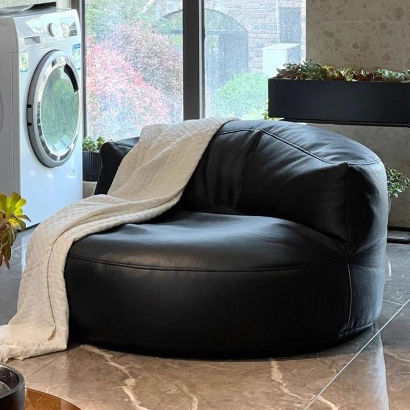 Modern Scandinavian Microfiber Leather EPS Round Curved Accent Chair with Backrest for Living Room