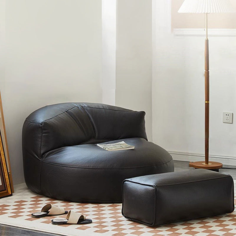 Modern Scandinavian Microfiber Leather EPS Round Curved Accent Chair with Backrest for Living Room