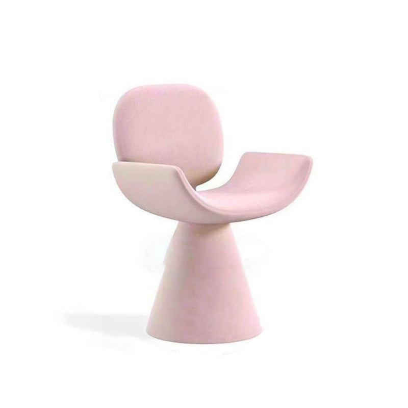 Luxurious Modern Suede Vanity Stool in Solid Wood with Curved Backrest and Swivel—Perfect Bedroom Accent