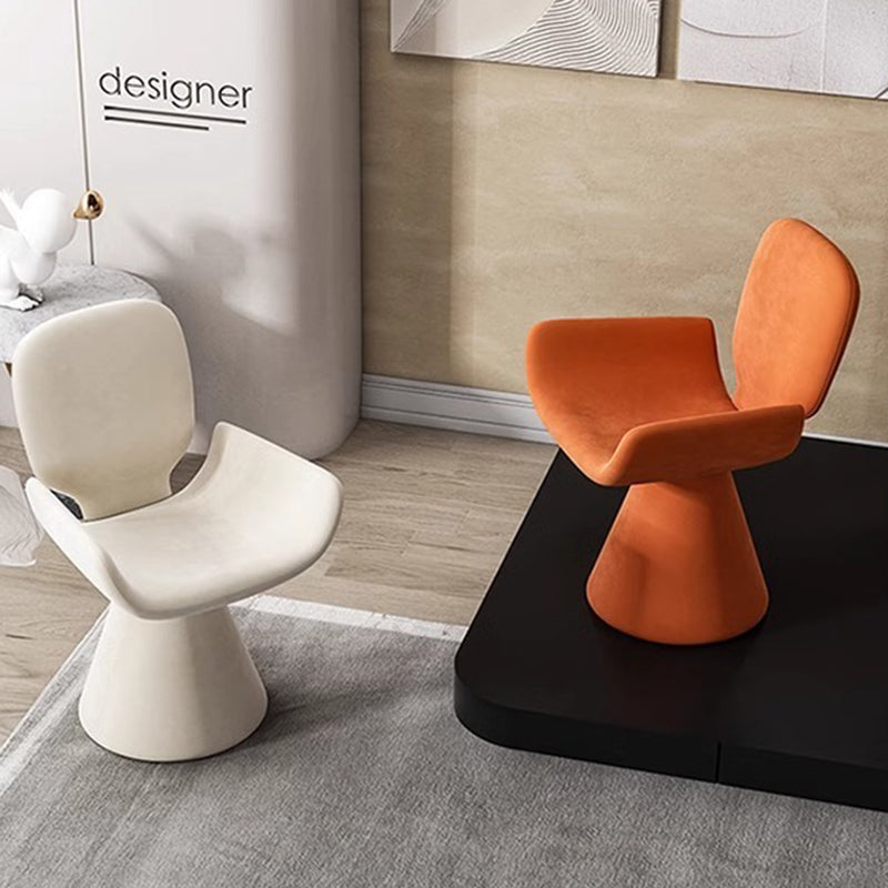 Luxurious Modern Suede Vanity Stool in Solid Wood with Curved Backrest and Swivel—Perfect Bedroom Accent