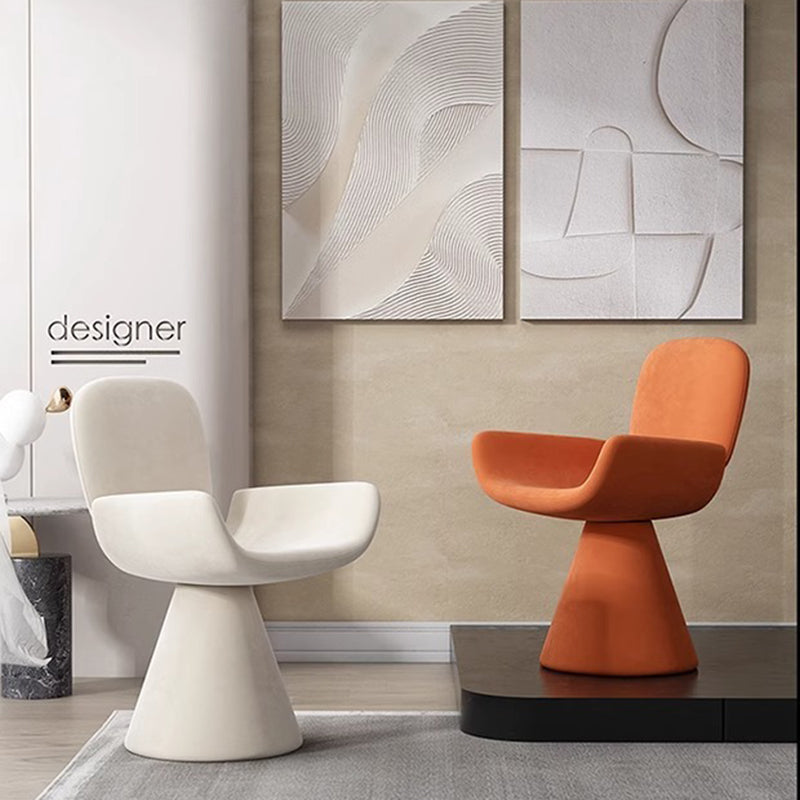 Luxurious Modern Suede Vanity Stool in Solid Wood with Curved Backrest and Swivel—Perfect Bedroom Accent