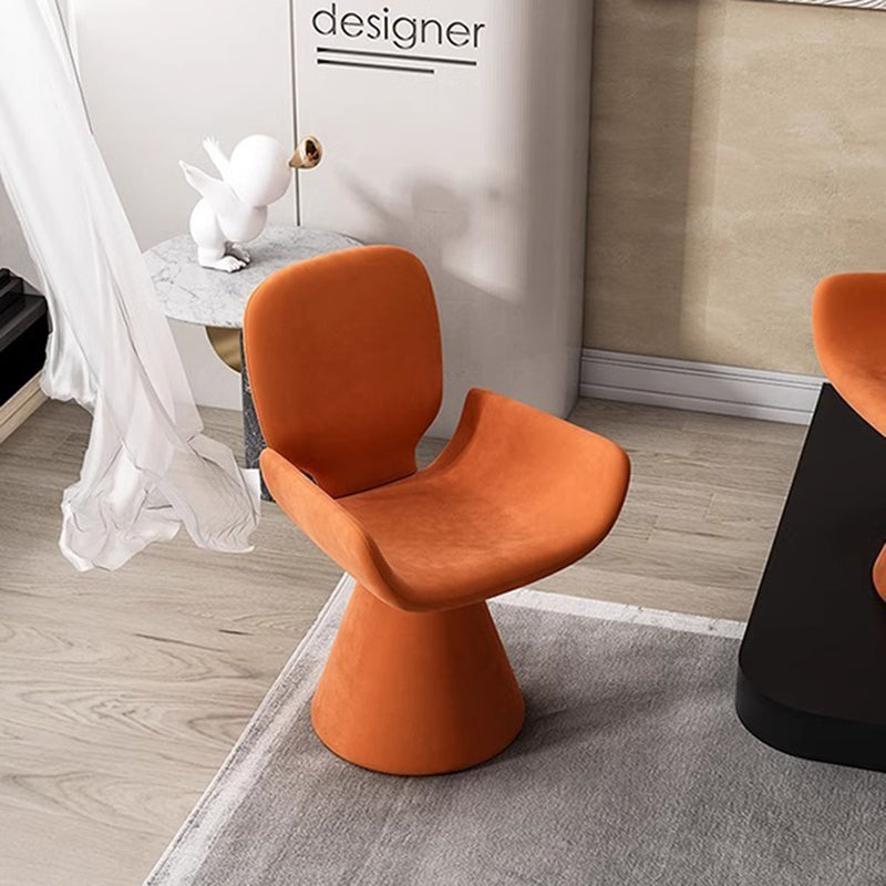 Luxurious Modern Suede Vanity Stool in Solid Wood with Curved Backrest and Swivel—Perfect Bedroom Accent