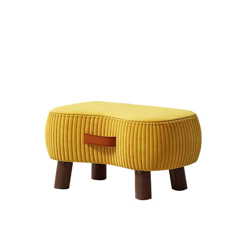 Contemporary Scandinavian Solid-Wood Low Stool with Soap-Shaped Cylinder, Tech Fabric Upholstery – Living Room Accent