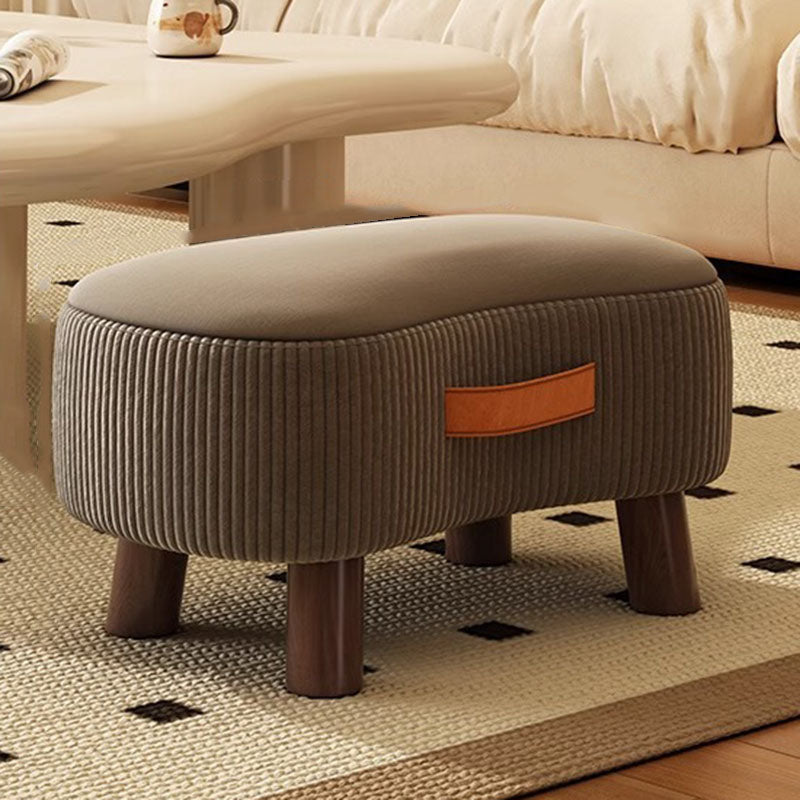 Contemporary Scandinavian Solid-Wood Low Stool with Soap-Shaped Cylinder, Tech Fabric Upholstery – Living Room Accent