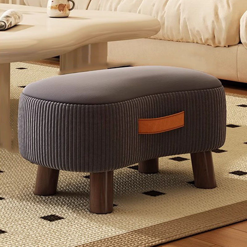 Contemporary Scandinavian Solid-Wood Low Stool with Soap-Shaped Cylinder, Tech Fabric Upholstery – Living Room Accent