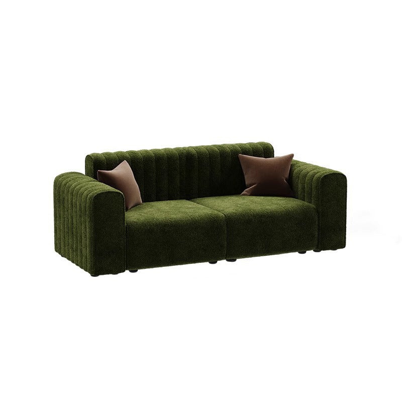 Traditional French Chenille Eucalyptus 2-Seater Sofa with Armrest and Backrest – Wavy Rectangular Design for Living Room