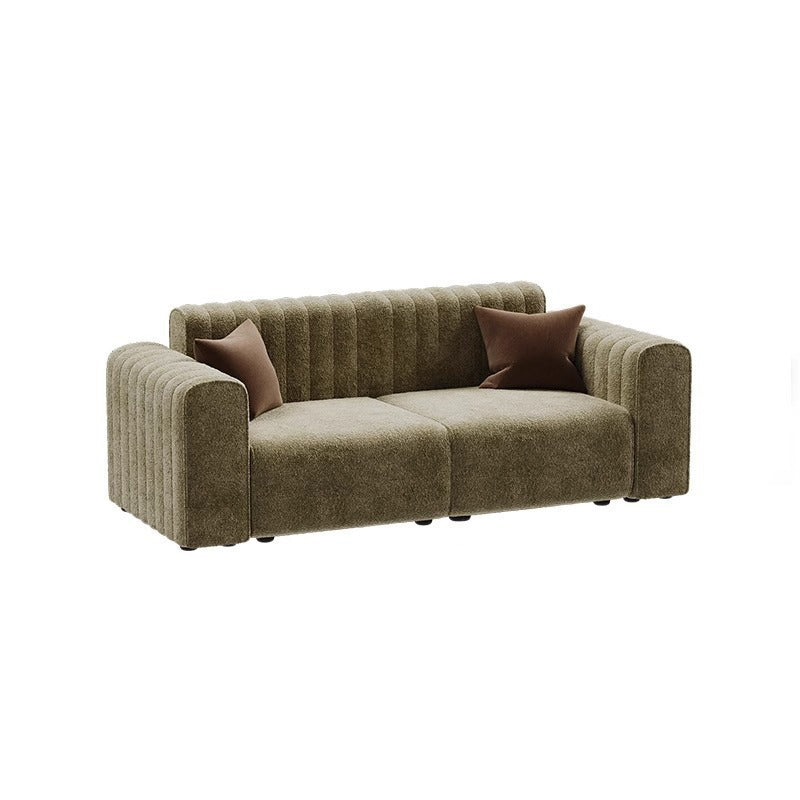 Traditional French Chenille Eucalyptus 2-Seater Sofa with Armrest and Backrest – Wavy Rectangular Design for Living Room