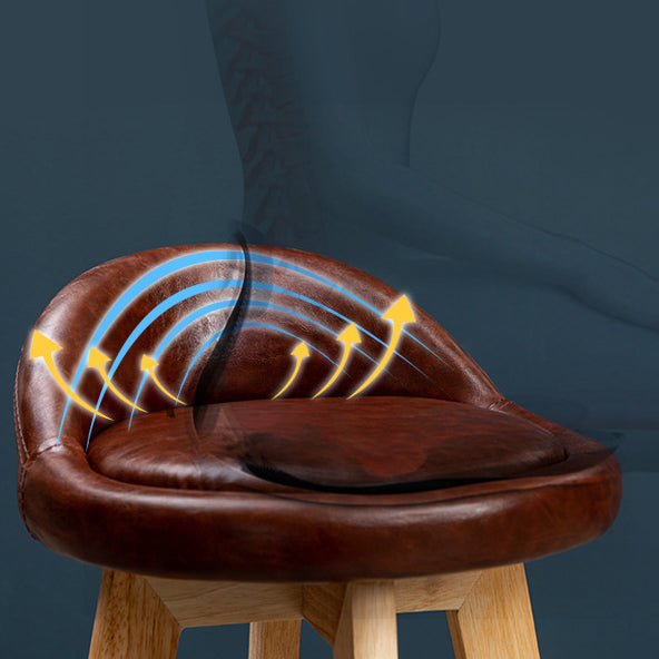 Nordic Contemporary Round Rubber Wood Swivel Bar Stool with Upholstered Low-Back and Footrest for Dining Room