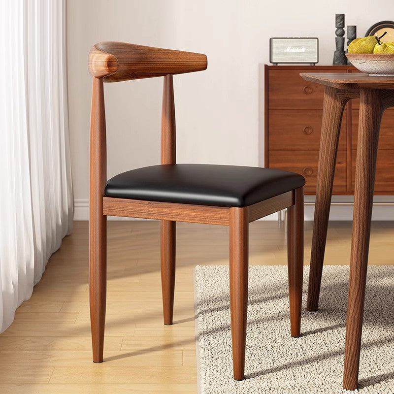 Contemporary Scandinavian Cow Corner Square Upholstered Microfiber Leather Carbon Steel Dining Chair Backrest For Dining Room