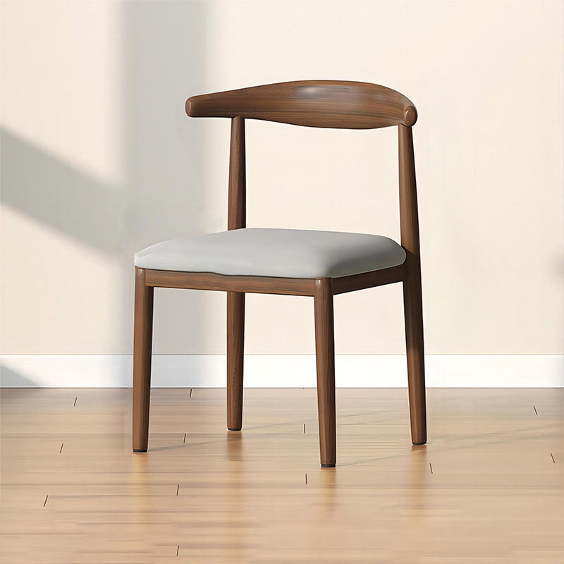 Contemporary Scandinavian Cow Corner Square Upholstered Microfiber Leather Carbon Steel Dining Chair Backrest For Dining Room