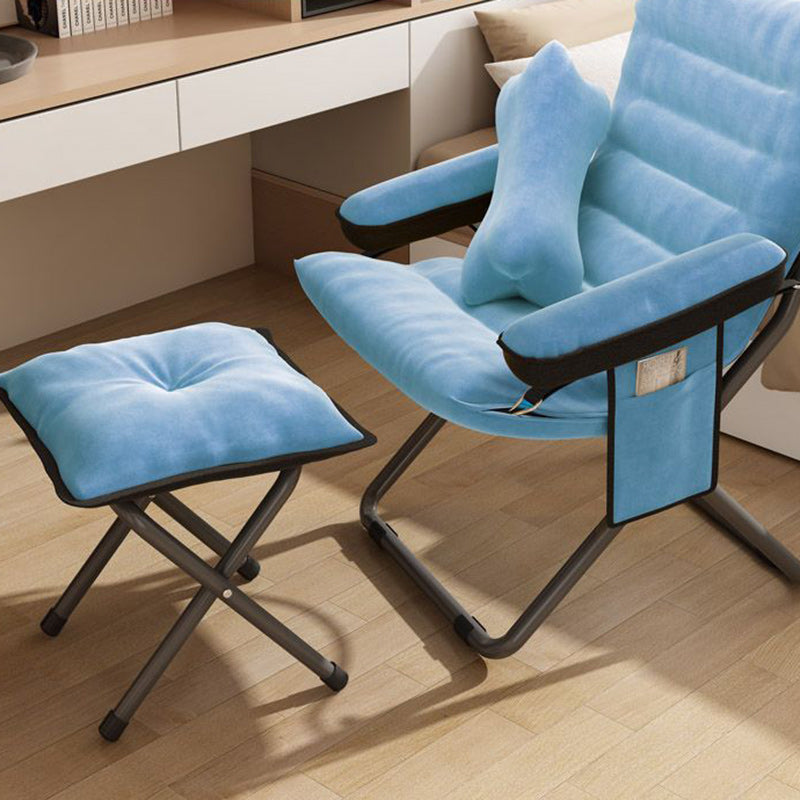 Modern Scandinavian Iron Frame Recliner - Upholstered, Curved Rectangular Backrest with Foldable Armrests for Living Room