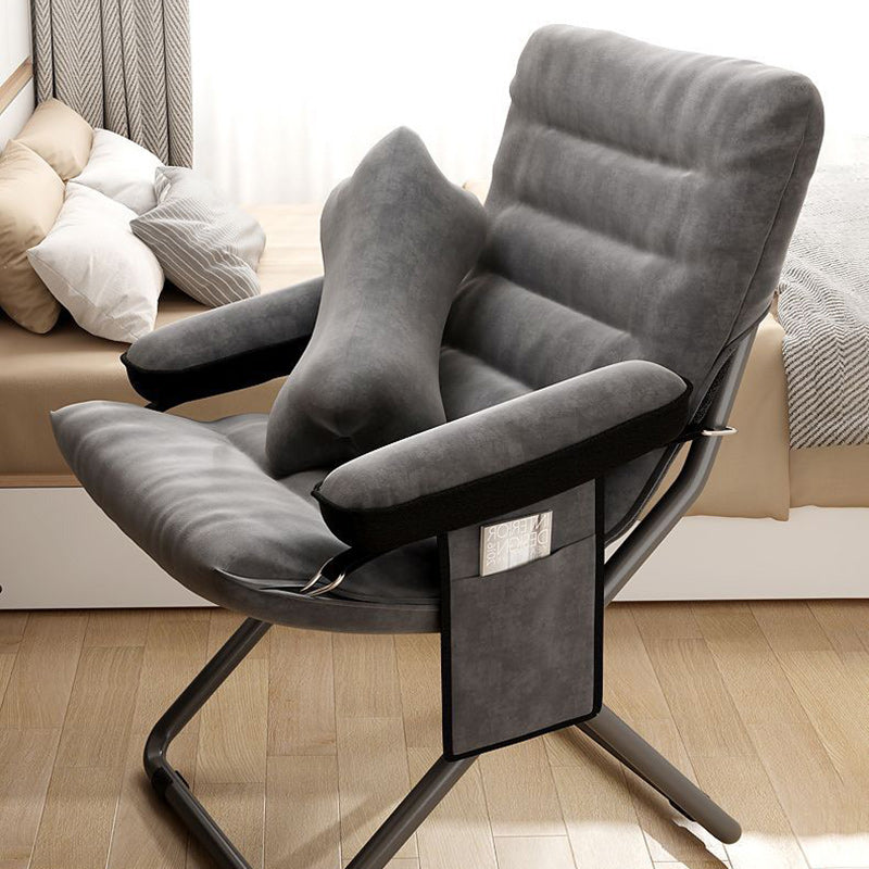 Modern Scandinavian Iron Frame Recliner - Upholstered, Curved Rectangular Backrest with Foldable Armrests for Living Room