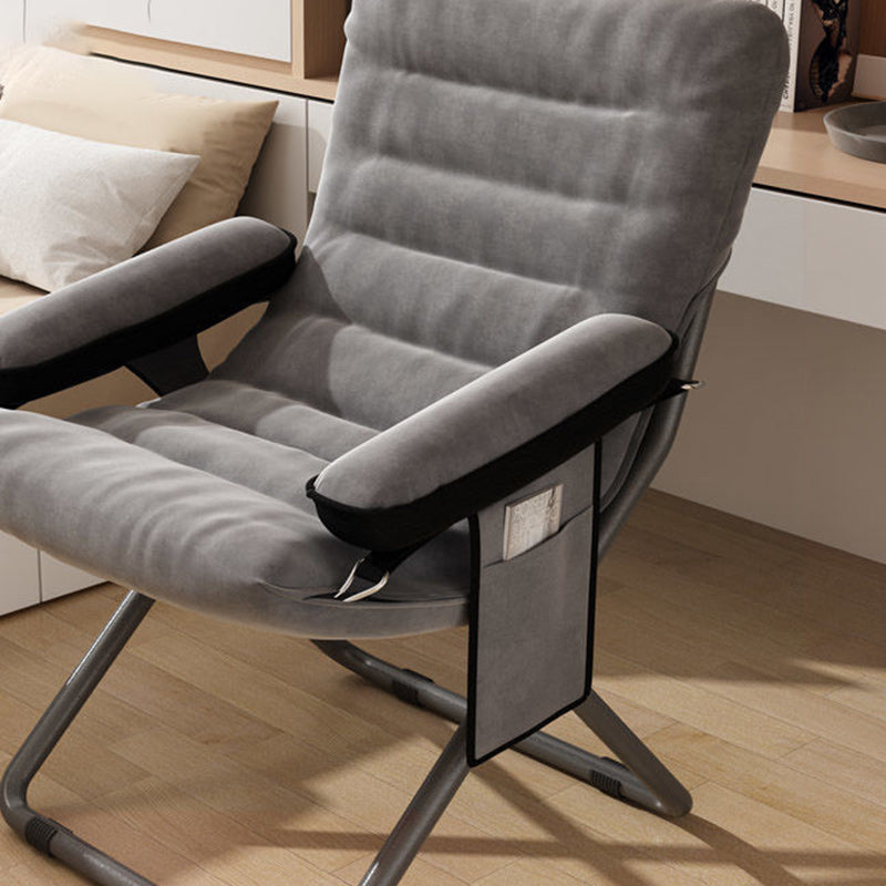 Modern Scandinavian Iron Frame Recliner - Upholstered, Curved Rectangular Backrest with Foldable Armrests for Living Room