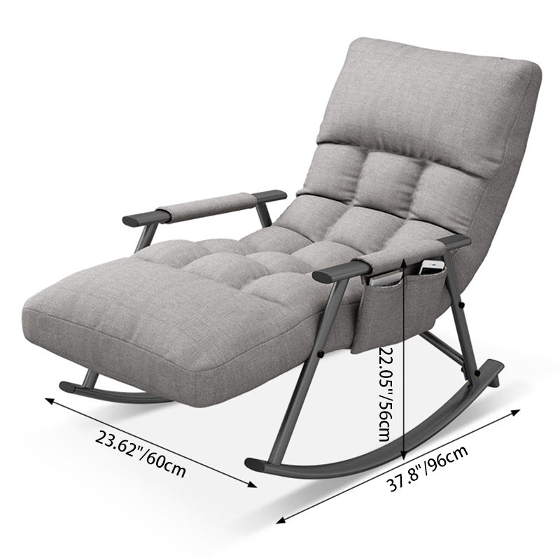 Nordic Contemporary Fabric-Upholstered Rocking Chair with Curved Back and Armrests, Metal Frame for Living Room