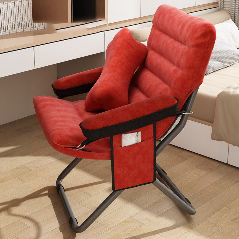 Contemporary Nordic Velvet Curved Cushion Recliner with Adjustable Backrest and Built-in Storage Bag – Perfect Living Room Chair