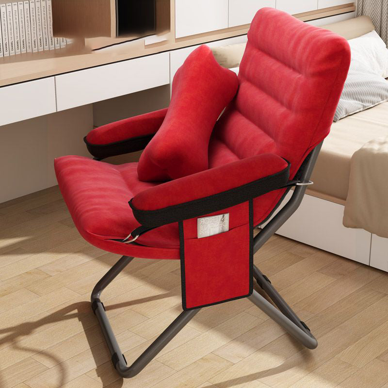 Contemporary Nordic Velvet Curved Cushion Recliner with Adjustable Backrest and Built-in Storage Bag – Perfect Living Room Chair