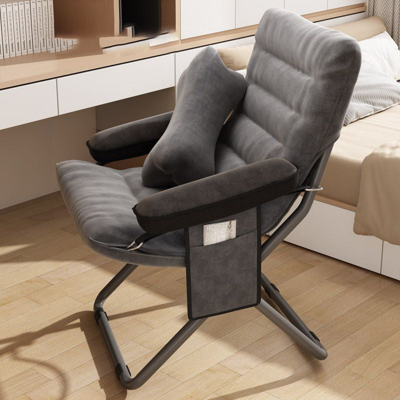 Contemporary Nordic Velvet Curved Cushion Recliner with Adjustable Backrest and Built-in Storage Bag – Perfect Living Room Chair