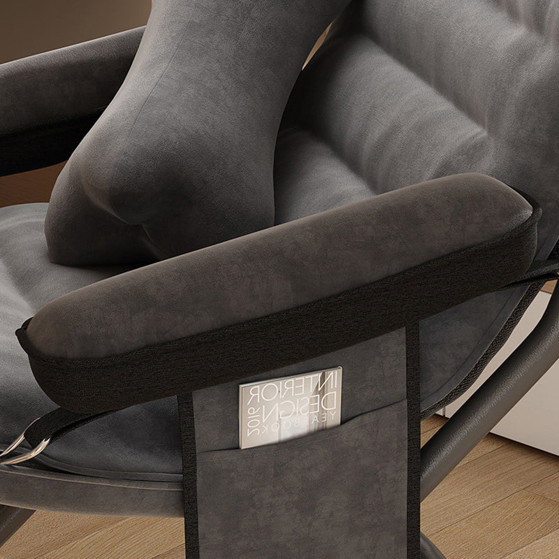 Contemporary Nordic Velvet Curved Cushion Recliner with Adjustable Backrest and Built-in Storage Bag – Perfect Living Room Chair