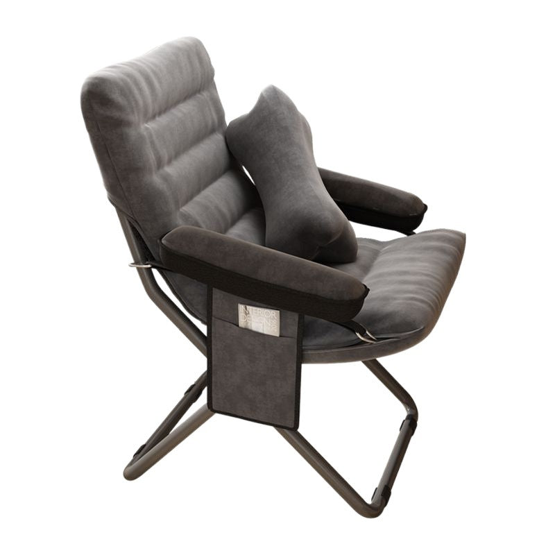 Contemporary Nordic Velvet Curved Cushion Recliner with Adjustable Backrest and Built-in Storage Bag – Perfect Living Room Chair