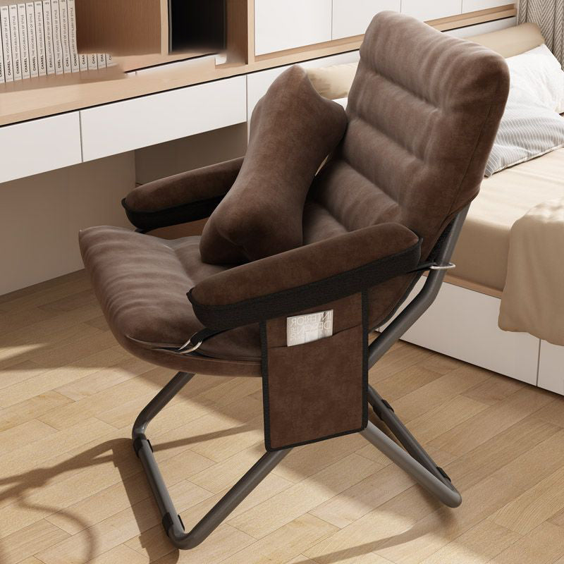 Contemporary Nordic Velvet Curved Cushion Recliner with Adjustable Backrest and Built-in Storage Bag – Perfect Living Room Chair