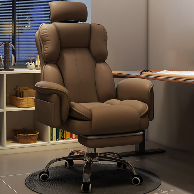Luxurious Contemporary Gaming Chair with Faux Leather Upholstery and Square Fabric Detail, Adjustable Backrest and Footrest — Ideal for Study
