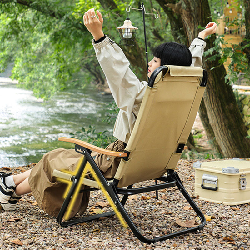 Contemporary Comfort: Double-Layer Oxford Fabric Foldable Camping Chair with Adjustable Backrest and Resin Armrest for Outdoor Patio