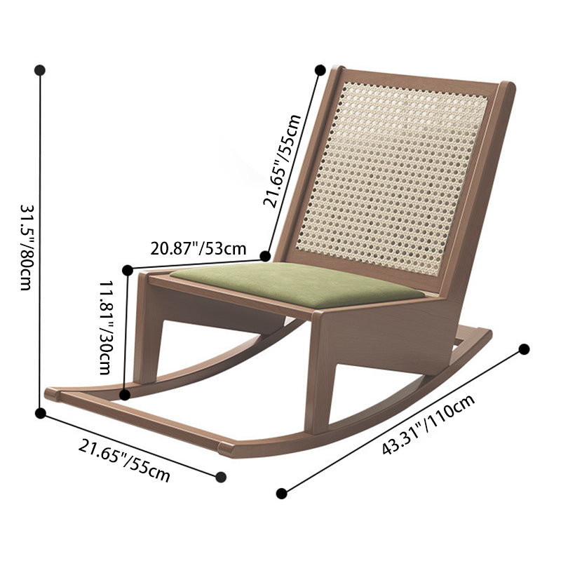 Traditional Rustic Solid Wood Frame Outdoor Patio Recliner Chair with PVC-Woven Rattan Backrest and Footrest