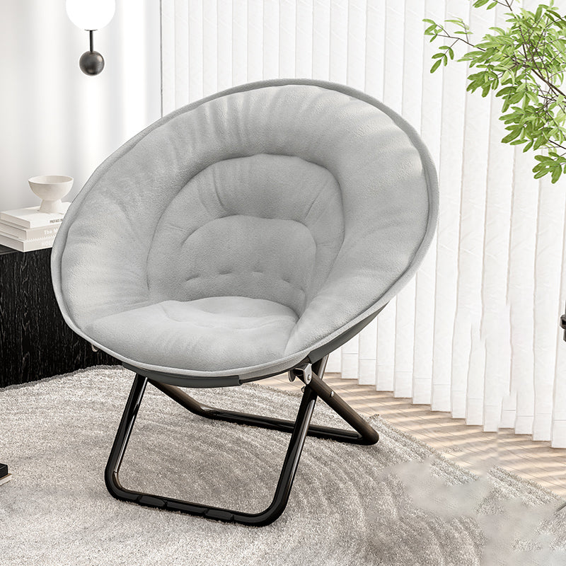 Contemporary Nordic Round Velvet Foldable Recliner with X-Shaped Carbon Steel Frame and Backrest for Living Room