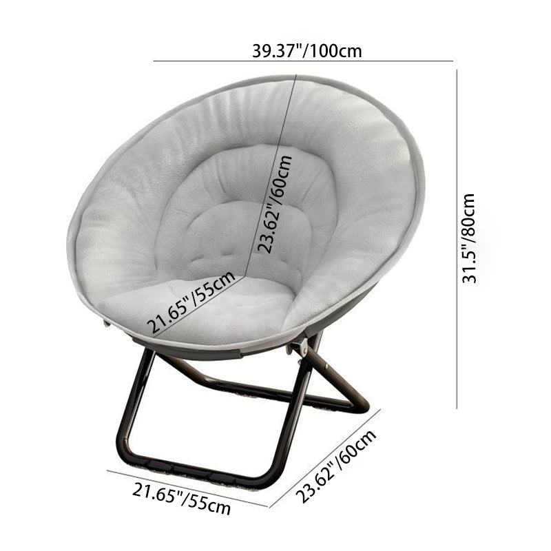 Contemporary Nordic Round Velvet Foldable Recliner with X-Shaped Carbon Steel Frame and Backrest for Living Room