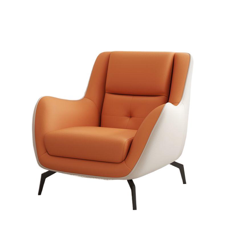 Sleek Contemporary Scandinavian-Style Square Tech Fabric Upholstered Accent Chair with Backrest and Armrests for Living Room