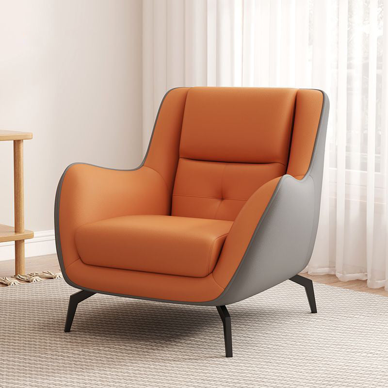 Sleek Contemporary Scandinavian-Style Square Tech Fabric Upholstered Accent Chair with Backrest and Armrests for Living Room