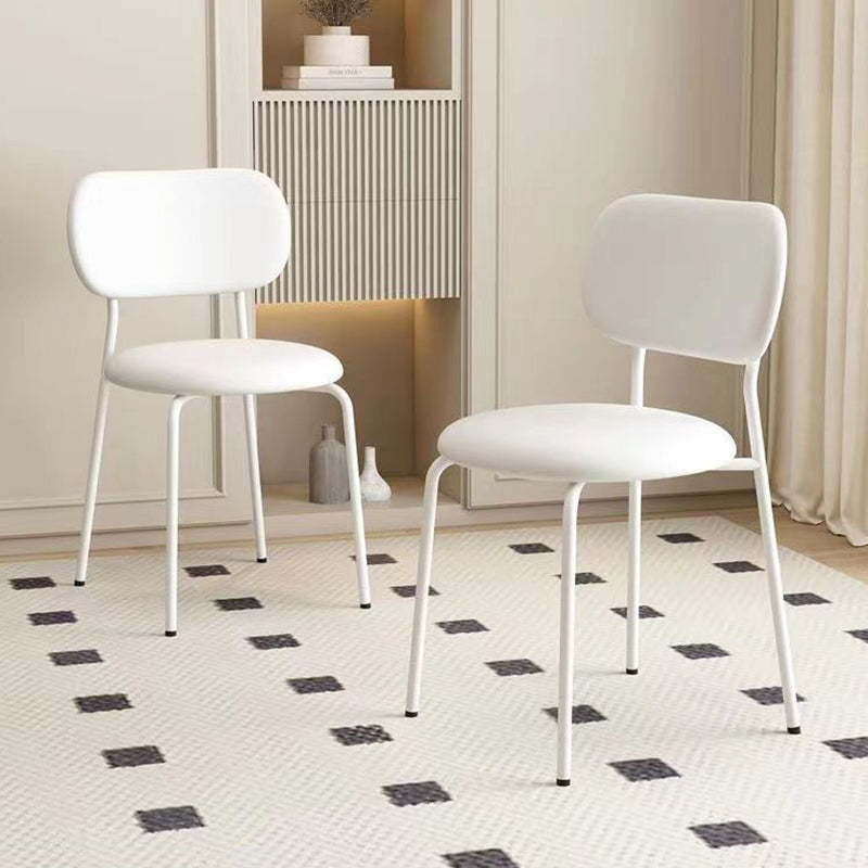 Contemporary Scandinavian Round Nappa Leather Carbon Steel Legs Stackable Dining Chair Backrest For Dining Room