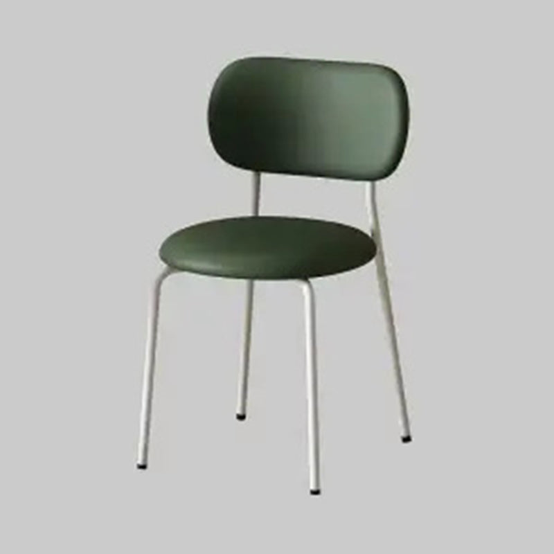 Contemporary Scandinavian Round Nappa Leather Carbon Steel Legs Stackable Dining Chair Backrest For Dining Room