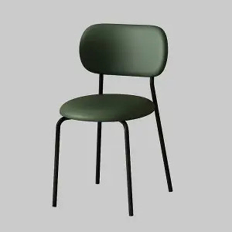 Contemporary Scandinavian Round Nappa Leather Carbon Steel Legs Stackable Dining Chair Backrest For Dining Room