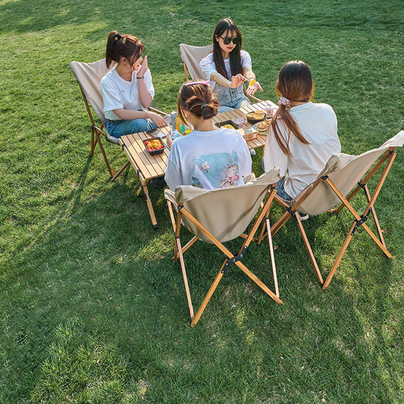 Contemporary Industrial-Style Oxford Fabric Folding Camping Chair with Backrest for Outdoor Patio