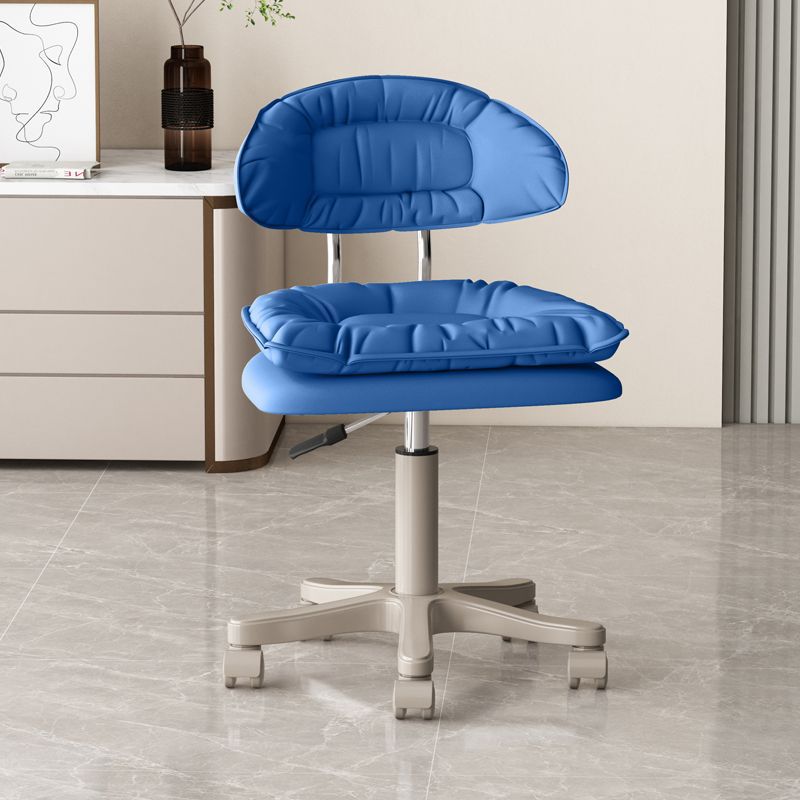 Modern Minimalist Movable Swivel Liftable Desk Chair with PU Leather Backrest – Metal & Nylon Cosmetic Chair for Home Office