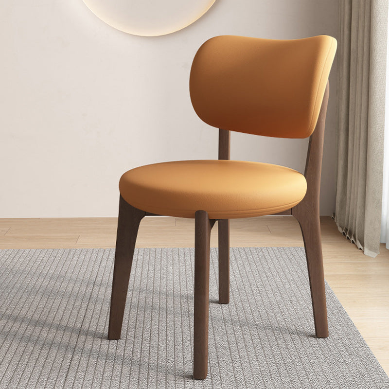 Contemporary Scandinavian Oak Dining Chair with Faux Leather Upholstery and Round-Curved Backrest – Ideal for Dining Rooms