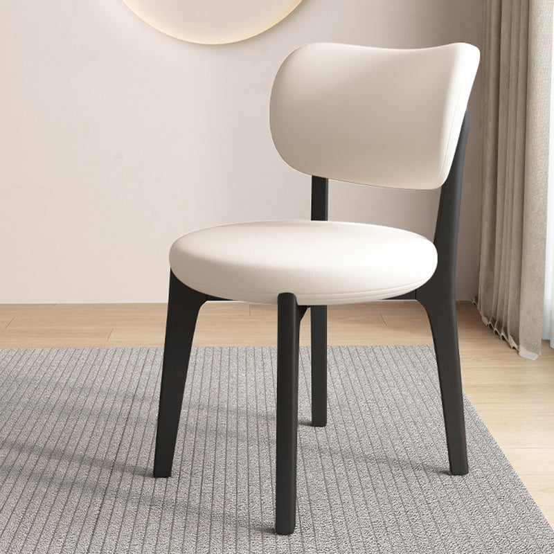 Contemporary Scandinavian Oak Dining Chair with Faux Leather Upholstery and Round-Curved Backrest – Ideal for Dining Rooms