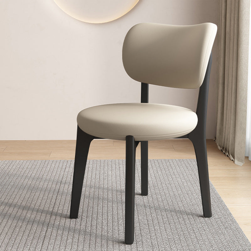 Contemporary Scandinavian Oak Dining Chair with Faux Leather Upholstery and Round-Curved Backrest – Ideal for Dining Rooms