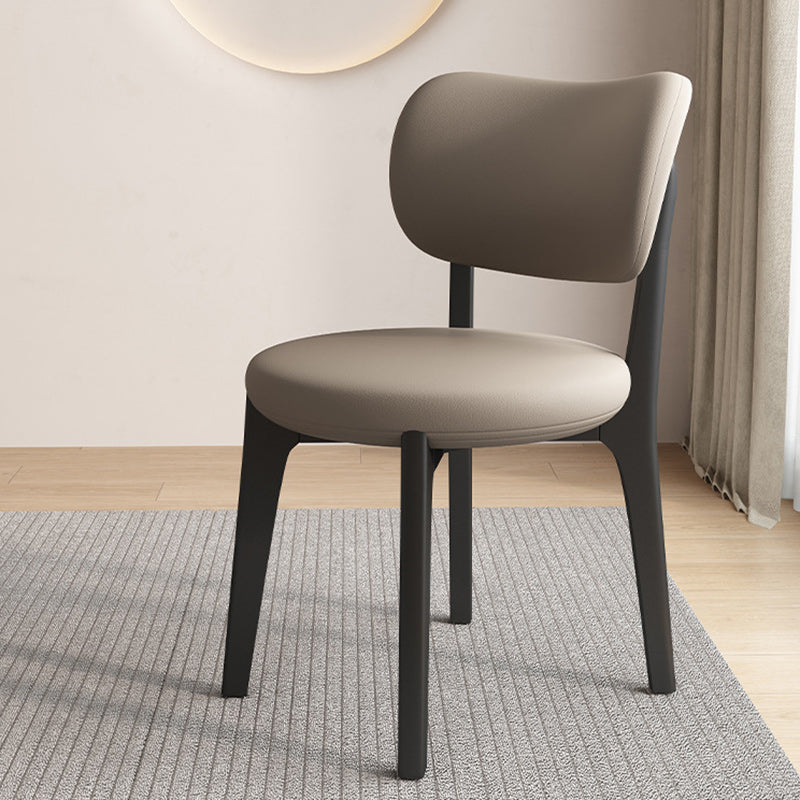 Contemporary Scandinavian Oak Dining Chair with Faux Leather Upholstery and Round-Curved Backrest – Ideal for Dining Rooms