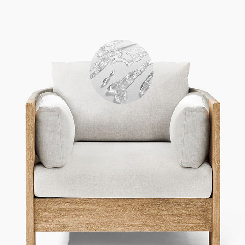 Modern Luxury Square Solid Wood Outdoor Sofa with Sponge Rope Cushions, Backrest and Armrests