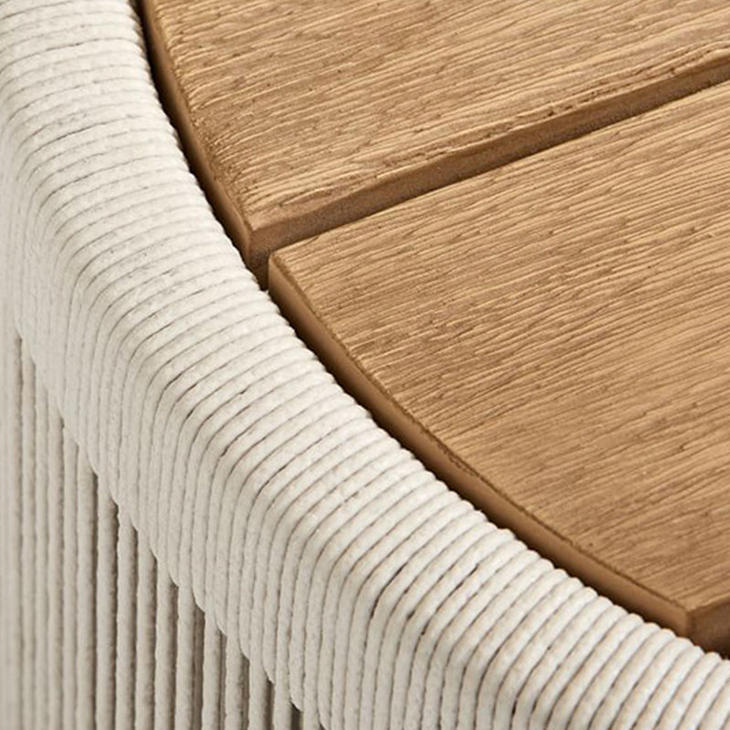 Modern Luxury Square Solid Wood Outdoor Sofa with Sponge Rope Cushions, Backrest and Armrests