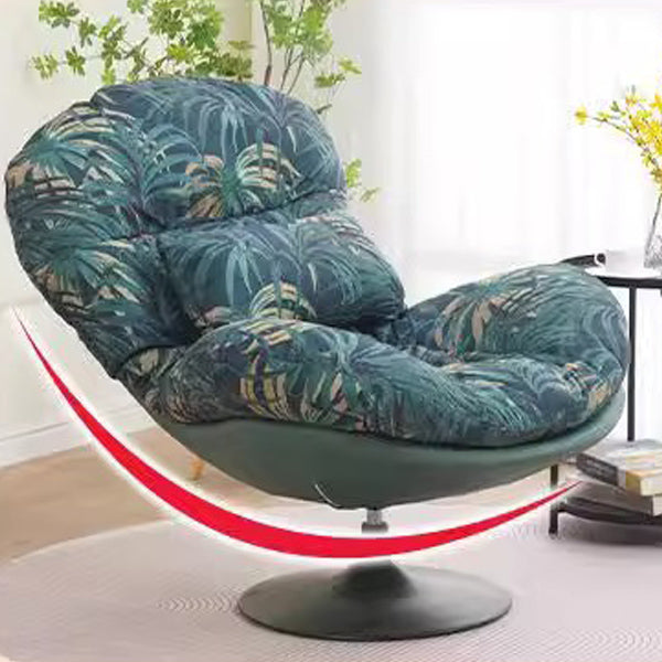 Nordic Contemporary Armless Swivel Sofa with Circular Arc Carbon Steel Frame, Velvet-Cotton Upholstery and Pearly Plastic Accents – Living Room