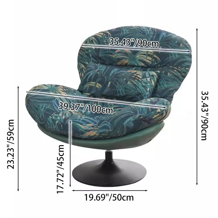 Nordic Contemporary Armless Swivel Sofa with Circular Arc Carbon Steel Frame, Velvet-Cotton Upholstery and Pearly Plastic Accents – Living Room
